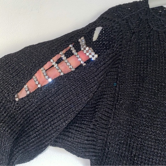 Vintage Sweater with Open Rhinestone Inserts in Sleeves - Picture 4 of 8